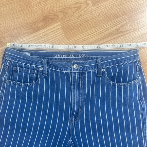 Striped High Rise Mom Jean Cropped 100% Cotton - Picture 5 of 15